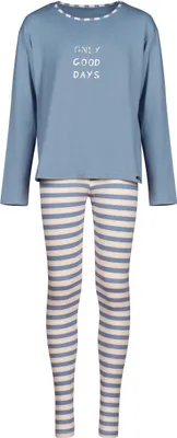 Produktbild von SKINY Mädchen Schlafanzug lang 2-tlg. - "Night In Skiny", Nachtwäsche, lang, gestreift Blau/Beige/Rosa 164