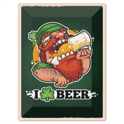 Produktbild von Blechschild Wandbild in : Brillante Farben, Größe 30 x 40 cm Motiv Blechschild Spruch i love Beer Bier 30x40cm Geschenk