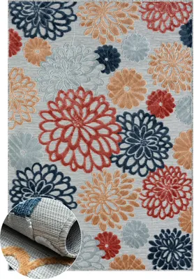 Obrázek produktu pro Venkovní koberec MY-RUG "Bramble" 150x80 cm, barevný, s květinovým vzorem, pro venkovní použití, letní a barevný