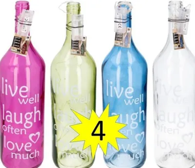 Produktbild von LED Deko Glas Flasche 53 cm Transparent wird geliefert