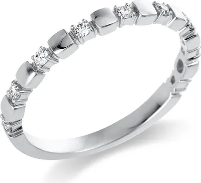 Produktbild von Ring aus 750 Gold Weißgold 9 Brillanten 0,14ct TW-SI B:2,2mm, Ringgröße:Innenumfang 55mm  Ø17.5mm