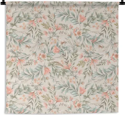 Produktbild von MuchoWow® Wandteppich Wandbehang Blumen - Vintage - Muster 60x60 cm Tapisserie Dekoration Wandtuch - Dekorationen - Wand Decke