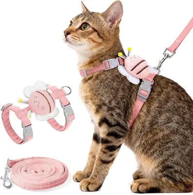 Produktbild von Katzen-Geschirr Mit Leine, S/M, Atmungsaktives Polyester-Baumwolle, Für Outdoor-Spaziergänge
