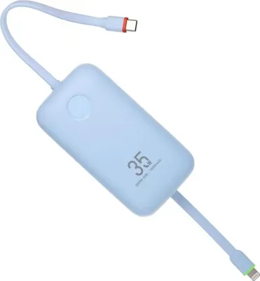 Image de VEGER powerbank 10000 mAh avec câbles intégrés Type C / Lightning PD QC3.0 35W K1 (W1188) bleu ciel