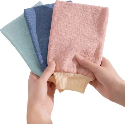 Produktbild von 3er-Pack Peeling-Handschuhe für das Tiefenpeeling des Körpers, Badehandschuhe zum Entfernen abgestorbener Hautzellen für gesunde Haut, Behandlung von Keratosis Pilaris und verbesserte Hautstruktur