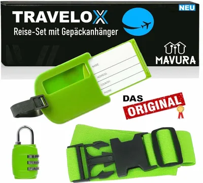 Zdjęcie produktu dla TRAVELOX taśma bagażowa taśma bagażowa przywieszka bagażowa przywieszka bagażowa zielona