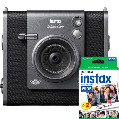 Image de Kit appareil photo Fujifilm Instax Wide EVO Hybrid, noir avec film Wide 2x10