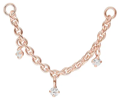 Produktbild von Wildcat Piercingkette - Crystal Pendants Piercing Connection Chain aus Silber, Körperstelle: Ohr, Nase, Länge: 40,0mm, Roségold-Kristallklar
