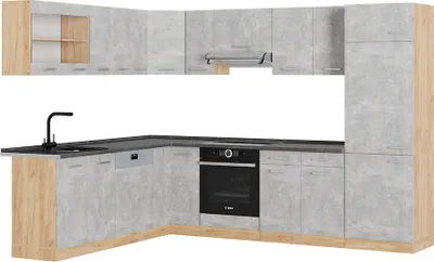 Produktbild von Eckküche Vicco R-Line Beton/Goldkraft Eiche 287 x 60 cm , AP Anthrazit, Model 54114