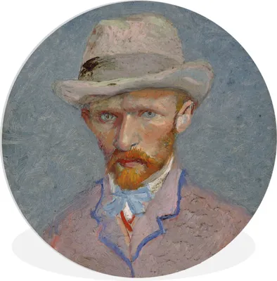 Produktbild von MuchoWow® Rundes Wandbild - Runde Bilder Selbstporträt - Vincent van Gogh Ø 30 cm Kreis Wanddekoration Kunststoff - Wandkreis - Wandschmuck - Schlafzimmer - Bilder - Der Kreis - Kunst für die Wohnung - Plastik - Kunstdruck - Wandbild