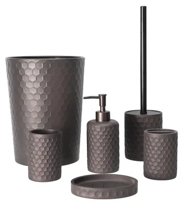 Immagine prodotto di Elzusha - Set di 6 accessori da bagno in bronzo: include cestino, dispenser per sapone e portascopino
