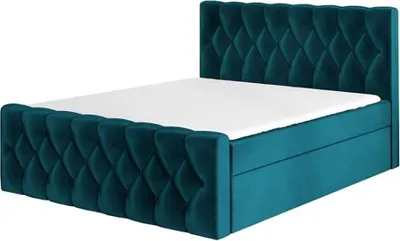 Produktbild von Boxspringbett LAND 180x200 mit 2 Bettkästen, Bonell-Matratze und Topper. Möbel vom Hersteller- Handarbeit!Bett Komplett-Set mit Matratze,Bettkasten & Kopfteil. Stoff SAVANA. Elegantes Bett mit massives Kopfteil. Stoff Samt.