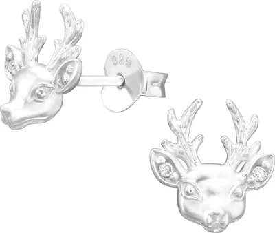 Produktbild von Ohrringe Ohrstecker 925 Sterling Silber Rentierkopf mit Zirkoniasteinen