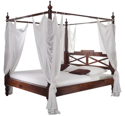 Immagine prodotto di MASSIVMOEBEL24 | letto a baldacchino in legno di Acacia 207x221 nougat laccato OXFORD #247