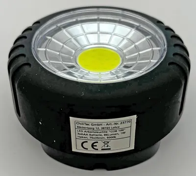 Produktbild von LED Arbeitsleuchte mit Magnet "COB 100" 3x AAA Batterie, Haken, 75x35mm, 6000k