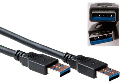 Produktbild von ACT SB3010, 0,5 m, USB A, USB A, USB 3.2 Gen 1 (3.1 Gen 1), Männlich/Männlich, Schwarz