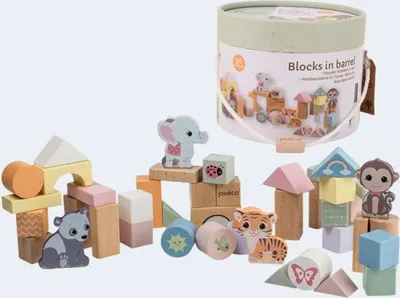 Image de 50 cubes en bois Wildies Family en tonneau