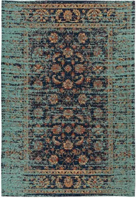 Produktbild von Qiyano Teppich für Wohnzimmer klassisch Ornamente Geometrisch Blumenmuster türkis, 80 x 150 cm