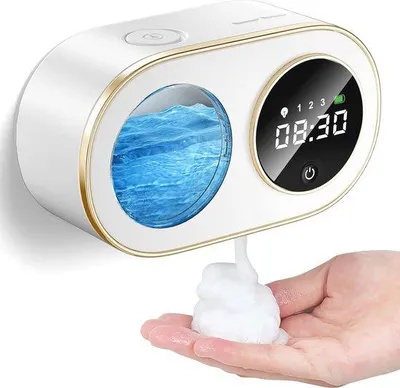 Immagine prodotto di Distributore automatico di sapone con indicatore LED, ricaricabile, da parete, bagno, cucina