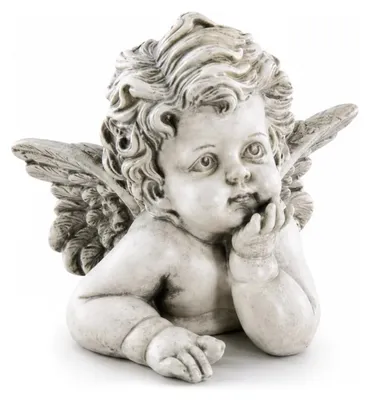 Produktbild von Engelsputte grau aufgestützt ca. 11 cm - Schutzengel Figur & Dekofigur