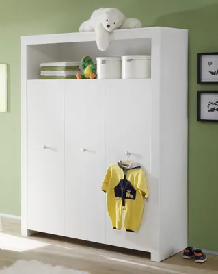 Produktbild von Olja Kleiderschrank Kinderzimmer mit 3 Türen und 1 Ablage, weiss.