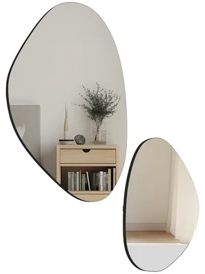 Obrázek produktu pro HOMCOM Sada 2 nástěnných zrcadel 70 x 46 cm, 49,5 x 31 cm, zrcadla ve tvaru oblázku