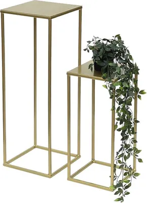 Productafbeelding van Goudsmederij-set - Set van 2 - Moderne bloemenstandaard en bijzetkast