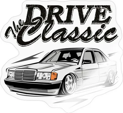 Produktbild von Spreadshirt Drive The Classic Geschenk  Youngtimer Auto Fan Sticker Aufkleber, 10 x 10 cm, Transparent glänzend