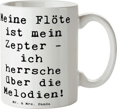 Produktbild von Mr. & Mrs. Panda Kaffeebecher Spruch Flötenzauber - Weiß - Geschenk, Musikinstrument, Tasse, Musik, Instrument, Musiker, Pott, Melodie, Windinstrument, keramik, Lernen