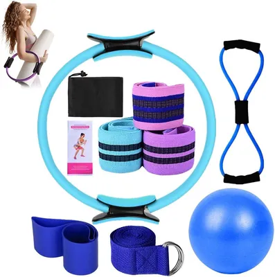 Produktbild von Pilates Set – Pilatesring, Widerstandsband, Yoga Ball & Yoga Ring – Blau