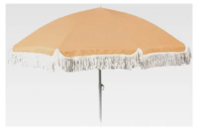 Produktbild von Sonnenschirm mit UV-Schutz 30+ und Fransen, Ø 155 cm, Gelb
