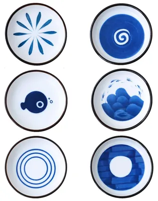 Zdjęcie produktu dla Ceramiczne miseczki z sojowych łusek, 6 małych talerzyków, idealne do sushi i tapas