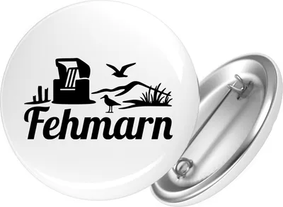 Produktbild von Huuraa Button Fehmarn Strandmotiv 59mm rund mit Sicherheitsnadel Ansteckbutton Geschenkidee