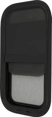 Image de Fenêtre de camping-car/caravane - Fenêtre coulissante verticale - 30×60 cm - Verre trempé, cadre en aluminium - Moustiquaire, Protection solaire - Noir