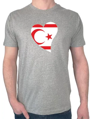 Produktbild von Huuraa Herren T-Shirt Nordzypern Flagge Herz S Sport Grey Bio Baumwolle Fairtrade Herrenshirt Geschenkidee