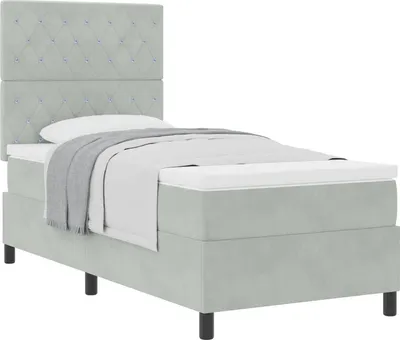 Zdjęcie produktu dla Łóżko sprężynowe z materacem Jasnoszary 100 x 200 cm Aksamit