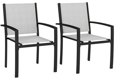 Produktbild von Set aus 2 stapelbaren Gartenstš¹hlen mit Armlehnen, Stahlrahmen, 60 x 65 x 85 cm, hellgrau
