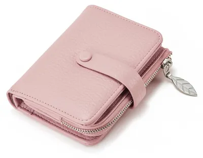Imagen del producto de Cartera de mujer - Fabricada en cuero sintético suave, con un compartimento grande para monedas - Color rosa