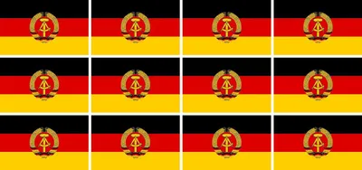 Produktbild von Mini Aufkleber Set - Pack glatt - 50x31mm - selbstklebender Sticker - DDR Flagge / Banner / Standarte fürs Auto, Büro, zu Hause und die Schule - 12 Stück