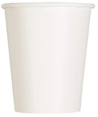 Produktbild von 14 Stück weisse Einwegbecher aus Pappe mit ca. 250 ml Fassungsvermögen