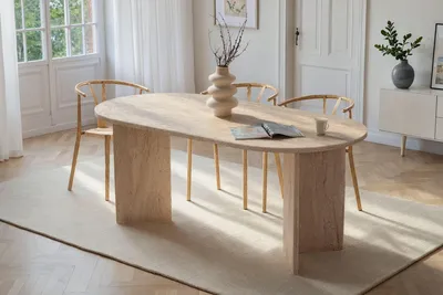 Produktbild von Skye Decor, Sablin - Travertine, Esstisch, Travertin, 100 % Melaminplatte, 180 x 89,5 x 75 cm