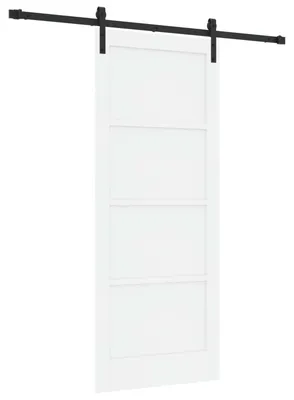 Produktbild von Schiebetür Weiß und Schwarz 83 x 202 cm Massives Kiefernholz