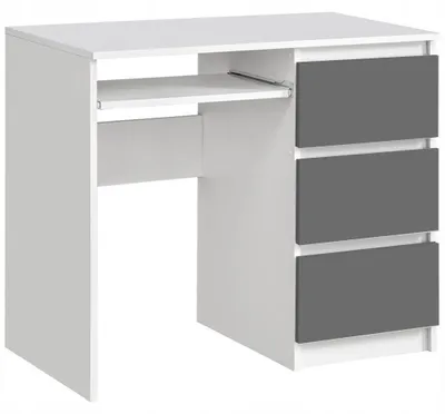 Zdjęcie produktu dla Biurko RADEK 90 cm biały mat + szary 3 szuflady prawe laminowane