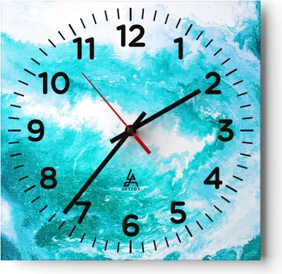 Produktbild von Wanduhr - Quadrat - Glasuhr - Abstraktion modern - 30x30cm - Schleichendes Uhrwerk - Lautlos - zum Aufhängen bereit - Dekoration Modern - Wanddekoration aus Glas - C4AC30x30-3801