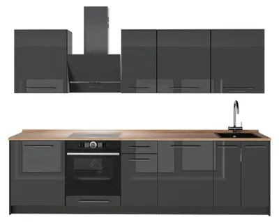 Imagen del producto de Mueble de cocina Vicco Fame-Line Antracita alto brillo/Antracita 280 cm, ET Roble, Model 64153