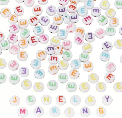 Imagen del producto de Cuentas de letras "E" de acrílico, 100 unidades, 4x7 mm, para la fabricación de joyería