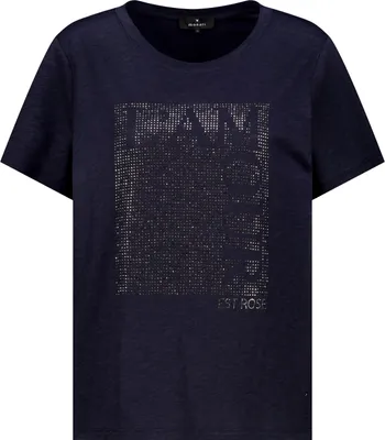Produktbild von T-Shirt aus Baumwolle mit Modal, Flammgarn-Struktur und funkelnden Strasssteinen