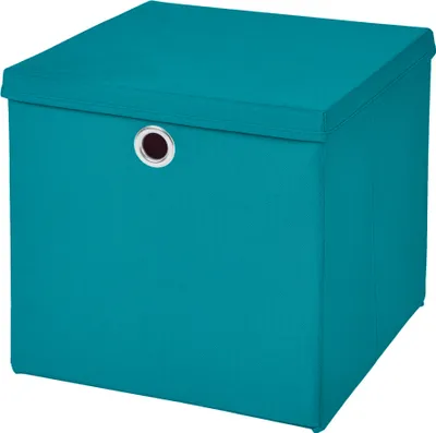 Produktbild von 1 Stück Türkis Faltbox 28 x 28 x 28 cm Aufbewahrungsbox faltbar mit Deckel