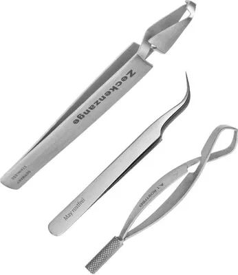 Produktbild von Zeckenentferner Set (3-teilig Edelstahl) | Zeckenzange & Pinzetten für sichere