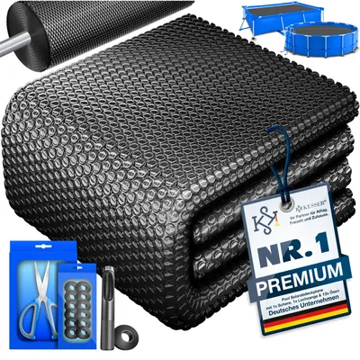 Immagine prodotto di Telone solare per piscina KESSER® | Pellicola solare da 120 µm | Copertura solare in telone, tagliabile su misura | Telone solare per piscina, pellicola solare, con 1 paio di forbici, 1 pinza perforatrice e 12 occhielli | Riscaldatore per piscina per il riscaldamento dell'acqua